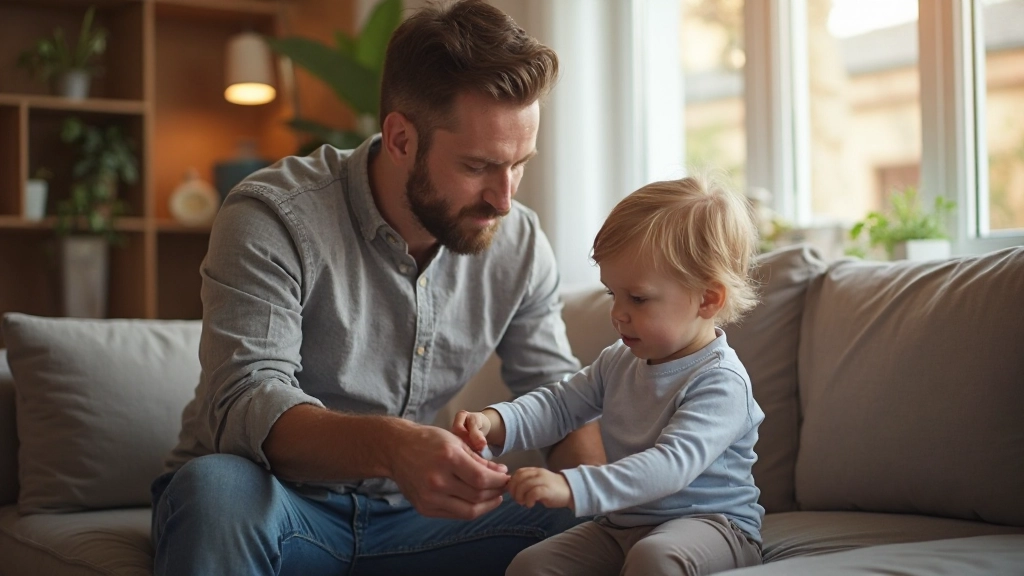 Pappa och barn spendar kvalitetstid tillsammans vid hemmet