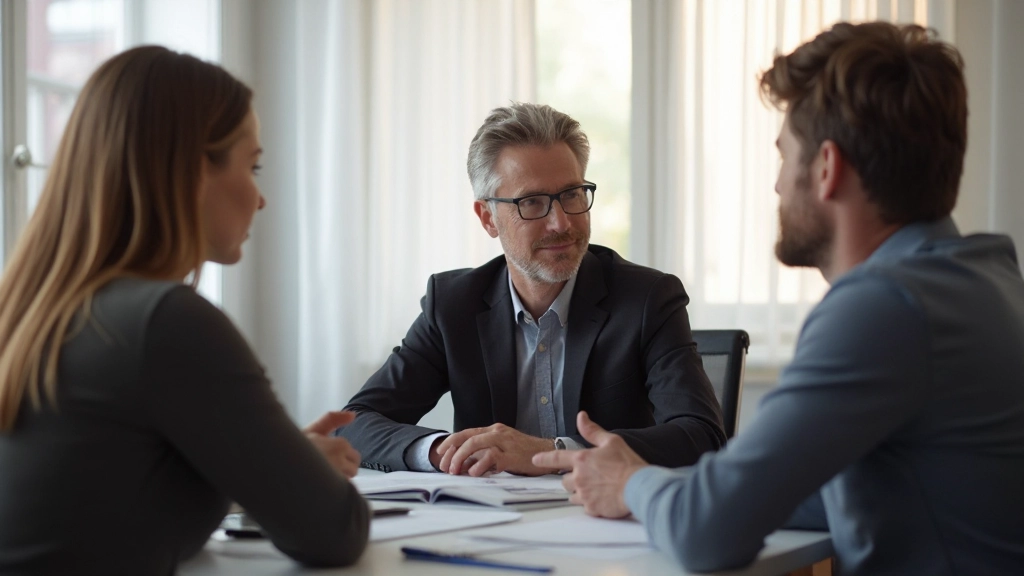 Två föräldrar i medlingssession med professionell medlare